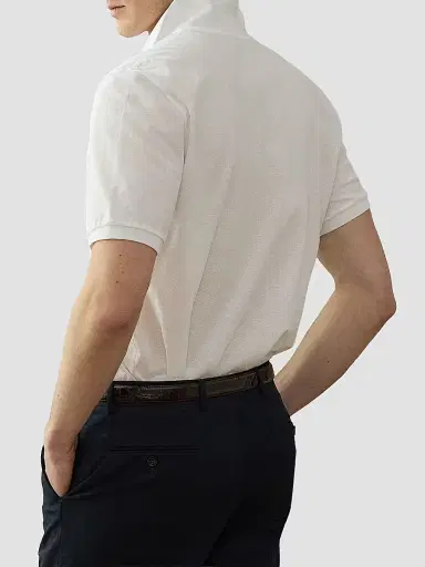 Ralph Lauren Purple Label Men's RL Cotton Piqué Polo Shirt - Classic White | Thumbnail 4 Ralph Lauren Purple Label Men's RL Cotton Piqué Polo Shirt - Classic White | Thumbnail 4