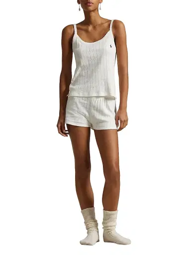 Polo Ralph Lauren Women's Polo Pointelle Tank Boxer Pajamas - Purple Bud | Thumbnail 2 Polo Ralph Lauren Women's Polo Pointelle Tank Boxer Pajamas - Purple Bud | Thumbnail 2