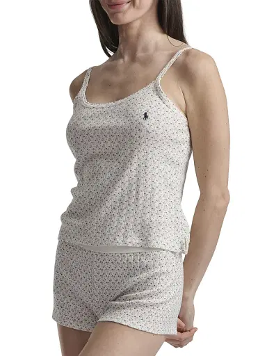 Polo Ralph Lauren Women's Polo Pointelle Tank Boxer Pajamas - Purple Bud | Thumbnail 3 Polo Ralph Lauren Women's Polo Pointelle Tank Boxer Pajamas - Purple Bud | Thumbnail 3