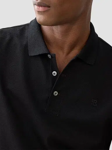 Ralph Lauren Purple Label Men's RL Cotton Piqué Polo Shirt - Classic Black | Thumbnail 5 Ralph Lauren Purple Label Men's RL Cotton Piqué Polo Shirt - Classic Black | Thumbnail 5