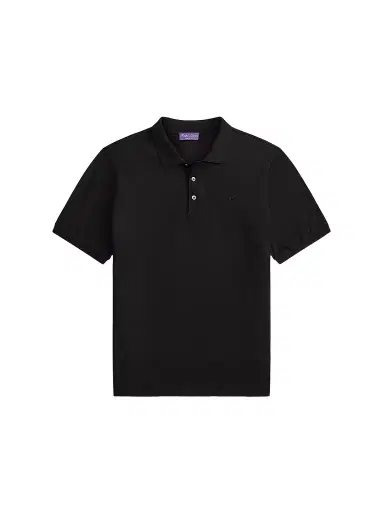 Ralph Lauren Purple Label Men's RL Cotton Piqué Polo Shirt - Classic Black | Thumbnail 1 Ralph Lauren Purple Label Men's RL Cotton Piqué Polo Shirt - Classic Black | Thumbnail 1