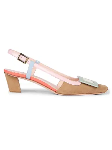 Roger Vivier Women's 45MM Lacquered Suede Slingback Pumps | Thumbnail 1 Roger Vivier Women's 45MM Lacquered Suede Slingback Pumps | Thumbnail 1