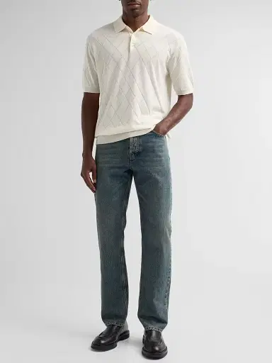 Saks Fifth Avenue Men's COLLECTION Diamond-Knit Cotton Polo Shirt | Thumbnail 2 Saks Fifth Avenue Men's COLLECTION Diamond-Knit Cotton Polo Shirt | Thumbnail 2