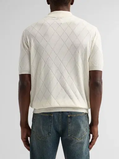 Saks Fifth Avenue Men's COLLECTION Diamond-Knit Cotton Polo Shirt | Thumbnail 3 Saks Fifth Avenue Men's COLLECTION Diamond-Knit Cotton Polo Shirt | Thumbnail 3