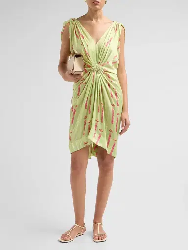 Verandah Women's Ammama Draped Mini Dress - Sage Green | Thumbnail 2 Verandah Women's Ammama Draped Mini Dress - Sage Green | Thumbnail 2
