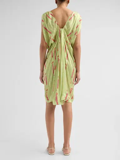 Verandah Women's Ammama Draped Mini Dress - Sage Green | Thumbnail 3 Verandah Women's Ammama Draped Mini Dress - Sage Green | Thumbnail 3