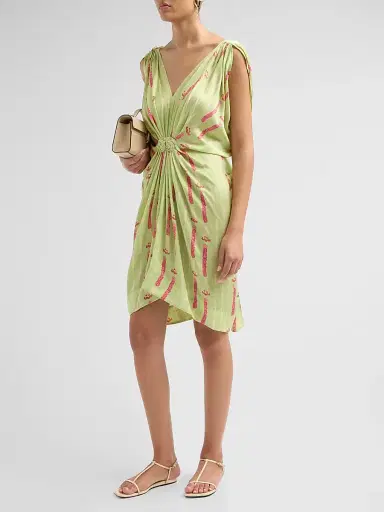 Verandah Women's Ammama Draped Mini Dress - Sage Green | Thumbnail 4 Verandah Women's Ammama Draped Mini Dress - Sage Green | Thumbnail 4