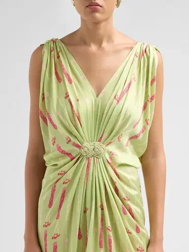 Verandah Women's Ammama Draped Mini Dress - Sage Green | Thumbnail 5 Verandah Women's Ammama Draped Mini Dress - Sage Green | Thumbnail 5