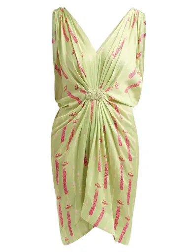 Verandah Women's Ammama Draped Mini Dress - Sage Green | Thumbnail 1 Verandah Women's Ammama Draped Mini Dress - Sage Green | Thumbnail 1