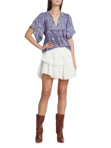 LoveShackFancy Women's Tiered Ruffle Mini Skirt - Antique White | Thumbnail 2 LoveShackFancy Women's Tiered Ruffle Mini Skirt - Antique White | Thumbnail 2