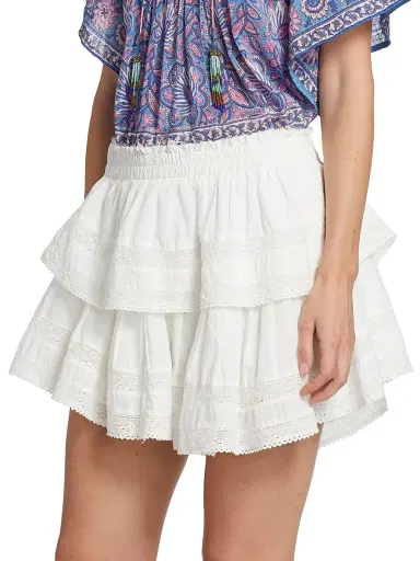 LoveShackFancy Women's Tiered Ruffle Mini Skirt - Antique White | Thumbnail 4 LoveShackFancy Women's Tiered Ruffle Mini Skirt - Antique White | Thumbnail 4