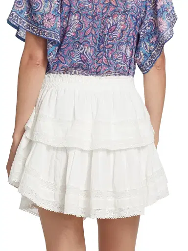 LoveShackFancy Women's Tiered Ruffle Mini Skirt - Antique White | Thumbnail 5 LoveShackFancy Women's Tiered Ruffle Mini Skirt - Antique White | Thumbnail 5
