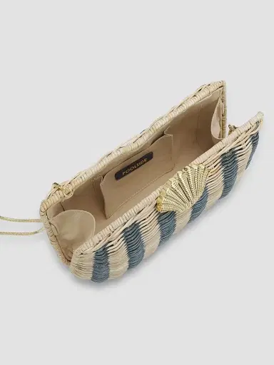 Poolside Women's Summer 2026 The Classica Striped Rattan Clutch - Blue | Thumbnail 3 Poolside Women's Summer 2026 The Classica Striped Rattan Clutch - Blue | Thumbnail 3