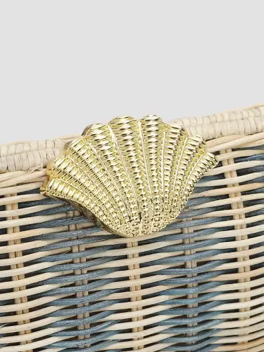 Poolside Women's Summer 2026 The Classica Striped Rattan Clutch - Blue | Thumbnail 6 Poolside Women's Summer 2026 The Classica Striped Rattan Clutch - Blue | Thumbnail 6