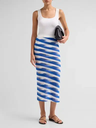 Stella McCartney Women's Graphic Sheer Striped Midi Skirt - Size XS | Thumbnail 2 Stella McCartney Women's Graphic Sheer Striped Midi Skirt - Size XS | Thumbnail 2