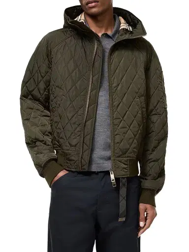 Burberry Men's Elliston Quilted Nylon Bomber Jacket - Shale | Thumbnail 1 Burberry Men's Elliston Quilted Nylon Bomber Jacket - Shale | Thumbnail 1