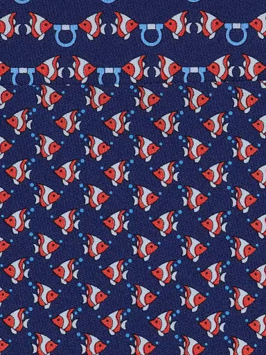 Ferragamo Men's Fish Gancini Silk Tie - Blue Scuro Rosso | Thumbnail 4 Ferragamo Men's Fish Gancini Silk Tie - Blue Scuro Rosso | Thumbnail 4