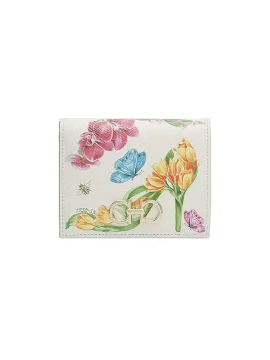 Ferragamo Women's Gancini Floral Leather Compact Bifold Wallet | Thumbnail 1 Ferragamo Women's Gancini Floral Leather Compact Bifold Wallet | Thumbnail 1