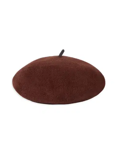 Brunello Cucinelli Women's Wool Beret Hat with Precious Detail - Ruby | Thumbnail 2 Brunello Cucinelli Women's Wool Beret Hat with Precious Detail - Ruby | Thumbnail 2