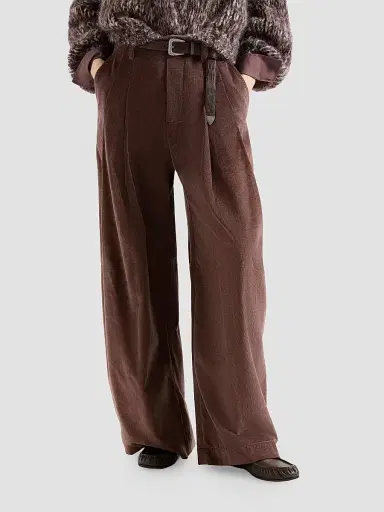 Brunello Cucinelli Women's Stretch Cotton and Cashmere Corduroy Five Pocket Baggy Pants with Monili - Chocolate | Thumbnail 3 Brunello Cucinelli Women's Stretch Cotton and Cashmere Corduroy Five Pocket Baggy Pants with Monili - Chocolate | Thumbnail 3
