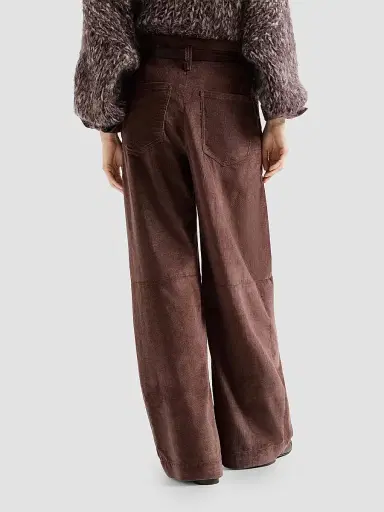 Brunello Cucinelli Women's Stretch Cotton and Cashmere Corduroy Five Pocket Baggy Pants with Monili - Chocolate | Thumbnail 5 Brunello Cucinelli Women's Stretch Cotton and Cashmere Corduroy Five Pocket Baggy Pants with Monili - Chocolate | Thumbnail 5