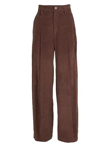 Brunello Cucinelli Women's Stretch Cotton and Cashmere Corduroy Five Pocket Baggy Pants with Monili - Chocolate | Thumbnail 1 Brunello Cucinelli Women's Stretch Cotton and Cashmere Corduroy Five Pocket Baggy Pants with Monili - Chocolate | Thumbnail 1