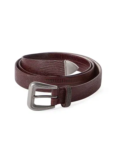 Brunello Cucinelli Women's Lizard Effect Calfskin Belt with Shiny Loop | Thumbnail 2 Brunello Cucinelli Women's Lizard Effect Calfskin Belt with Shiny Loop | Thumbnail 2