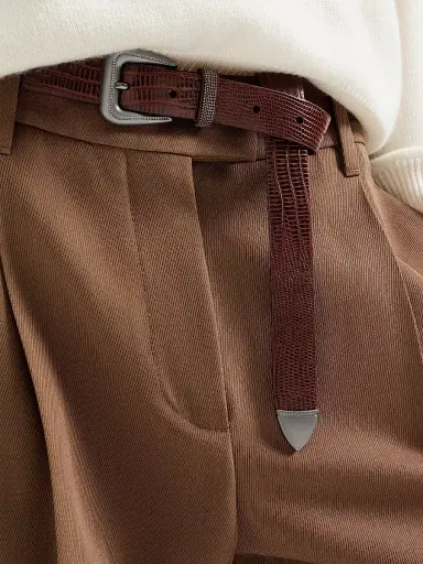 Brunello Cucinelli Women's Lizard Effect Calfskin Belt with Shiny Loop | Thumbnail 3 Brunello Cucinelli Women's Lizard Effect Calfskin Belt with Shiny Loop | Thumbnail 3