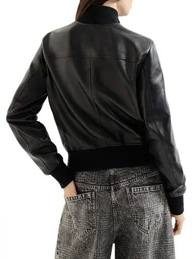 Brunello Cucinelli Women's Nappa Leather Outerwear Jacket with Monili - Black - Size 12 | Thumbnail 4 Brunello Cucinelli Women's Nappa Leather Outerwear Jacket with Monili - Black - Size 12 | Thumbnail 4