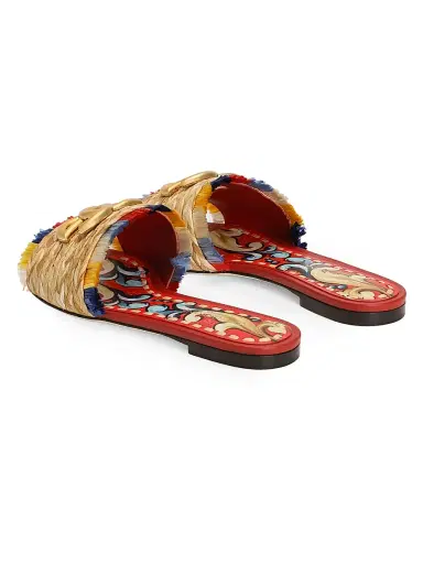 Dolce & Gabbana Women's Carretto Raffia Sandals - Naturale Multicolor | Thumbnail 3 Dolce & Gabbana Women's Carretto Raffia Sandals - Naturale Multicolor | Thumbnail 3