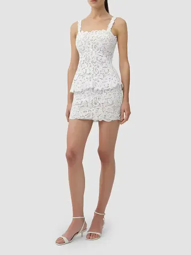 SIMKHAI Women's Rylin Floral Lace Peplum Mini Dress - | Thumbnail 2 SIMKHAI Women's Rylin Floral Lace Peplum Mini Dress - | Thumbnail 2