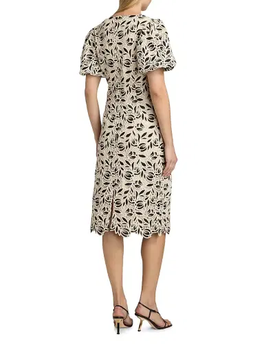 Elie Tahari Women's The Presley Embroidered-Lace Midi-Dress - Noir | Thumbnail 5 Elie Tahari Women's The Presley Embroidered-Lace Midi-Dress - Noir | Thumbnail 5