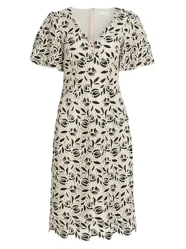 Elie Tahari Women's The Presley Embroidered-Lace Midi-Dress - Noir | Thumbnail 1 Elie Tahari Women's The Presley Embroidered-Lace Midi-Dress - Noir | Thumbnail 1