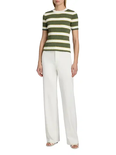 Elie Tahari Women's The Stevie Striped Rib-Knit Top - Dark Sage Stripe - Size XL | Thumbnail 2 Elie Tahari Women's The Stevie Striped Rib-Knit Top - Dark Sage Stripe - Size XL | Thumbnail 2