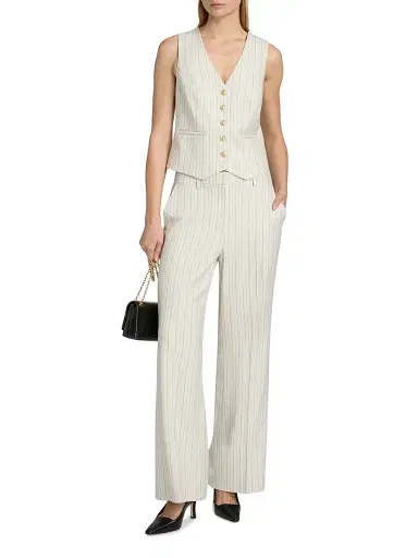 Elie Tahari Women's The Liliana Pinstriped Vest - Tan Black Pinstripe - Size 16 | Thumbnail 2 Elie Tahari Women's The Liliana Pinstriped Vest - Tan Black Pinstripe - Size 16 | Thumbnail 2