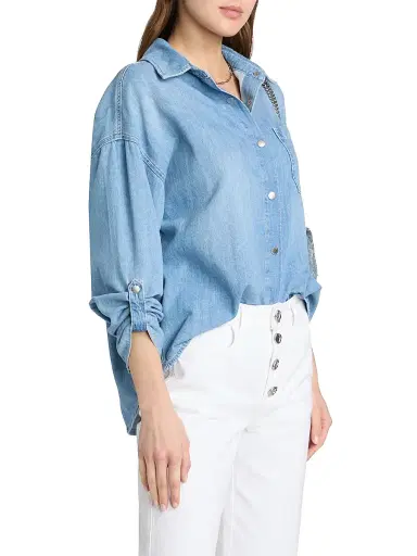 L'Agence Women's Jorah Cotton Denim Relaxed-Fit Shirt - Seattle - Size XL | Thumbnail 4 L'Agence Women's Jorah Cotton Denim Relaxed-Fit Shirt - Seattle - Size XL | Thumbnail 4