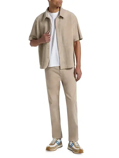 FRAME Men's Suede Button-Front Shirt - Dusty Beige | Thumbnail 2 FRAME Men's Suede Button-Front Shirt - Dusty Beige | Thumbnail 2
