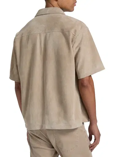 FRAME Men's Suede Button-Front Shirt - Dusty Beige | Thumbnail 5 FRAME Men's Suede Button-Front Shirt - Dusty Beige | Thumbnail 5