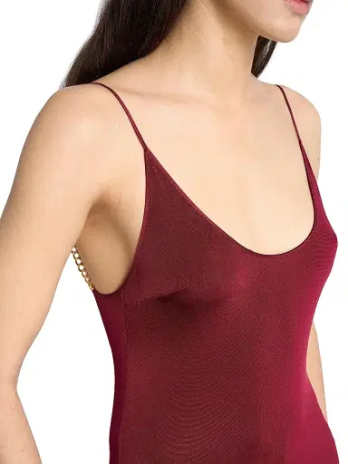 Saint Laurent Women's Cassandre-Chain Backless Dress in Knit - Bordeaux - Size Small | Thumbnail 5 Saint Laurent Women's Cassandre-Chain Backless Dress in Knit - Bordeaux - Size Small | Thumbnail 5