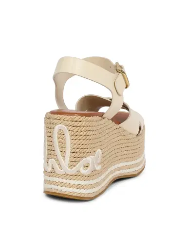 Chloé Women's Sand Leather Wedge-Heel Sandals - White Beige | Thumbnail 3 Chloé Women's Sand Leather Wedge-Heel Sandals - White Beige | Thumbnail 3