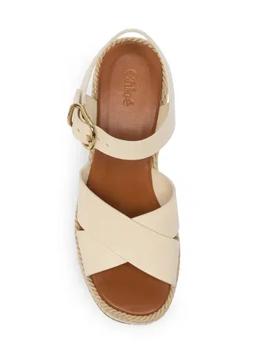 Chloé Women's Sand Leather Wedge-Heel Sandals - White Beige | Thumbnail 4 Chloé Women's Sand Leather Wedge-Heel Sandals - White Beige | Thumbnail 4