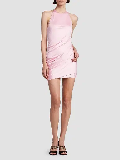 Versace Women's La Vacanza Draped Jersey Chain Halter Minidress - Pastel Pink | Thumbnail 2 Versace Women's La Vacanza Draped Jersey Chain Halter Minidress - Pastel Pink | Thumbnail 2