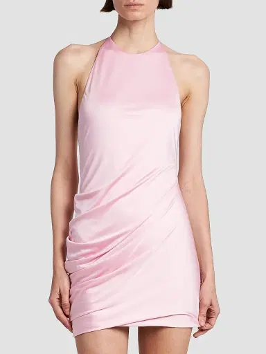 Versace Women's La Vacanza Draped Jersey Chain Halter Minidress - Pastel Pink | Thumbnail 3 Versace Women's La Vacanza Draped Jersey Chain Halter Minidress - Pastel Pink | Thumbnail 3
