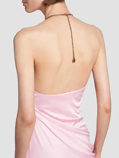 Versace Women's La Vacanza Draped Jersey Chain Halter Minidress - Pastel Pink | Thumbnail 6 Versace Women's La Vacanza Draped Jersey Chain Halter Minidress - Pastel Pink | Thumbnail 6