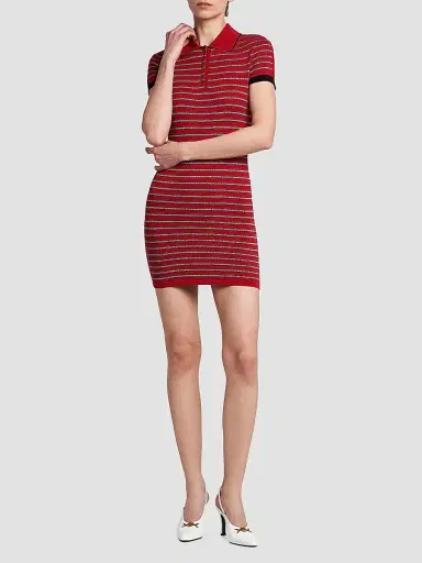 Versace Women's La Vacanza Greca Stripe Cotton-Blend Polo Minidress - Red Jumpsuit - Size 12 | Thumbnail 2 Versace Women's La Vacanza Greca Stripe Cotton-Blend Polo Minidress - Red Jumpsuit - Size 12 | Thumbnail 2