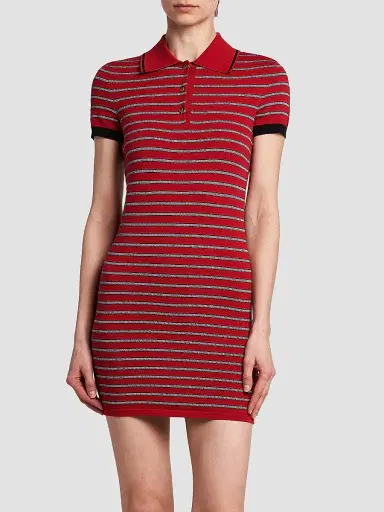 Versace Women's La Vacanza Greca Stripe Cotton-Blend Polo Minidress - Red Jumpsuit - Size 12 | Thumbnail 3 Versace Women's La Vacanza Greca Stripe Cotton-Blend Polo Minidress - Red Jumpsuit - Size 12 | Thumbnail 3
