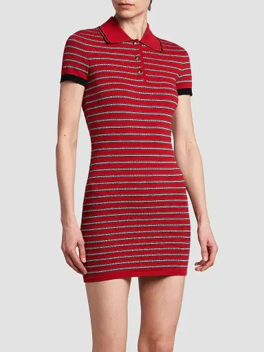 Versace Women's La Vacanza Greca Stripe Cotton-Blend Polo Minidress - Red Jumpsuit - Size 12 | Thumbnail 4 Versace Women's La Vacanza Greca Stripe Cotton-Blend Polo Minidress - Red Jumpsuit - Size 12 | Thumbnail 4