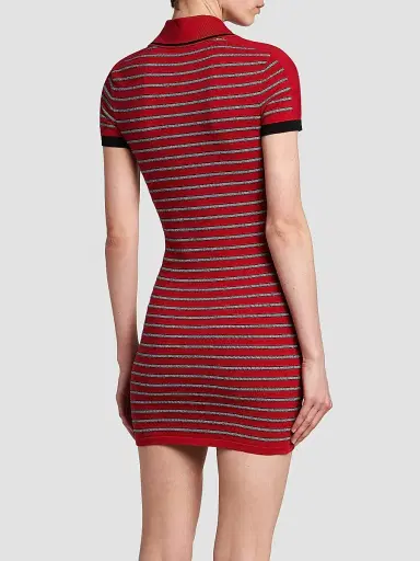 Versace Women's La Vacanza Greca Stripe Cotton-Blend Polo Minidress - Red Jumpsuit - Size 12 | Thumbnail 5 Versace Women's La Vacanza Greca Stripe Cotton-Blend Polo Minidress - Red Jumpsuit - Size 12 | Thumbnail 5