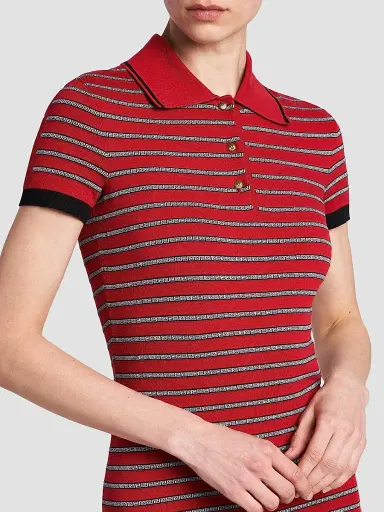 Versace Women's La Vacanza Greca Stripe Cotton-Blend Polo Minidress - Red Jumpsuit - Size 12 | Thumbnail 6 Versace Women's La Vacanza Greca Stripe Cotton-Blend Polo Minidress - Red Jumpsuit - Size 12 | Thumbnail 6