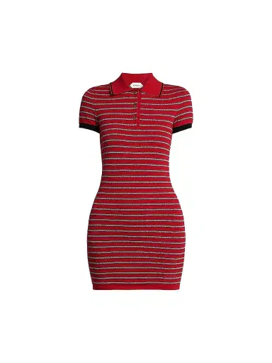Versace Women's La Vacanza Greca Stripe Cotton-Blend Polo Minidress - Red Jumpsuit - Size 12 | Thumbnail 1 Versace Women's La Vacanza Greca Stripe Cotton-Blend Polo Minidress - Red Jumpsuit - Size 12 | Thumbnail 1